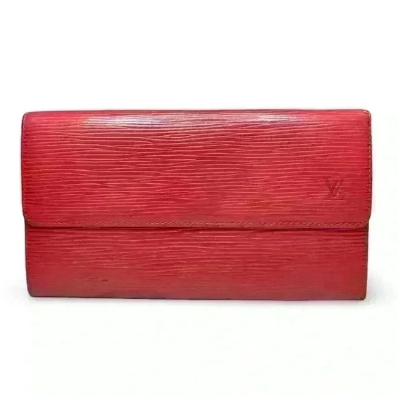 LV Louis Vuitton Red Epi Wallet - Picture 1 of 12